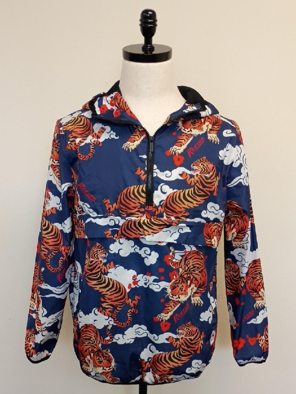 Reason Tiger Print Windbreaker Jacket Japanese Graphic Streetwear Size Small